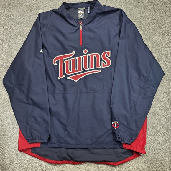 Majestic Other - Vtg Majestic Minnesota Twins Dugout Jacket MLB 1/4 Zip Pullover Windbreaker 2XL‎